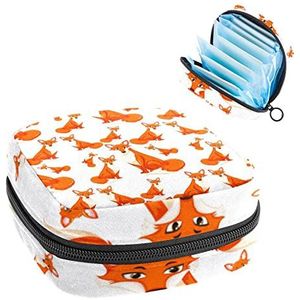 Periode Pouch Draagbare Tampon Opbergtas,Tampon Houder voor Portemonnee Vrouwelijke Product Organizer,Rode Fox, Meerkleurig, 4.7x6.6x6.6 in/12x17x17 cm