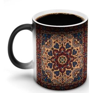 Perzisch Tapijt Patroon Warmte Veranderende Koffie Mok Keramische Warmtegevoelige Magic Grappige Gift voor Vrouwen Mannen 12oz