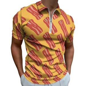 Bacon Slices Half Zip-up Polo Shirts Voor Mannen Slim Fit Korte Mouw T-shirt Sneldrogende Golf Tops Tees S