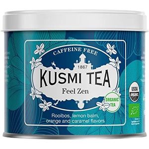 Kusmi Tea - Infusion Bio Feel Zen - Kruidenmengeling en appel, sinaasappel-karamelaroma - biologische rooibosinfusie zonder theïne, in bulk - 100g Metalen Blik