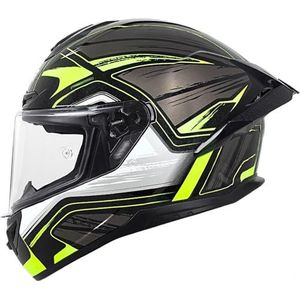 RYDZCLH Integraalmotorhelm Motocross-valhelm DOT/ECE goedgekeurde motorbromfietshelm met zonneklep voor mannen en vrouwen,D,2XL
