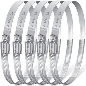 Jatiler 5 stuks roestvrijstalen slangklemmen 141-165 mm roestvrijstalen slangklemmen set verstelbare slangklem voor wasmachine tuin