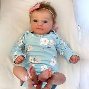 LONIAN 19 inch 48cm Reborn babypoppen Realistische babypop met zacht babylichaam dat er levensecht uitziet Preemie babypoppen Zacht babyspeelgoed voor kinderen (blauwe ogen)