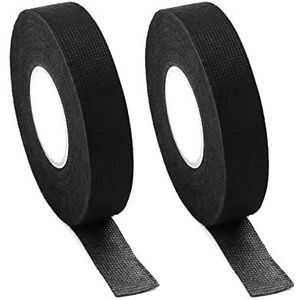QWORK® 2 rollen hittebestendige tape - 19 mm x 15 m - hittebestendige stoffen tape voor autokabelboom (zwart)