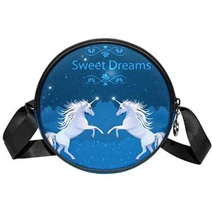 Messenger Bag Sweet Dreams Galaxy Unicorn Horse Crossbody Tas voor Vrouwen Rond, Meerkleurig, 6.7x6.7x2.3 in, Sling Rugzakken