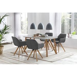 Dynamic24 Eetgroep 5 stuks. 160x90 cm zitgroep massief hout eetstoel eettafel stoelen tafel