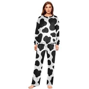 YOUJUNER Pyjama Sets voor Vrouwen, Wit Zwart Koe Spots Winter Warm Nachtkleding Zomer Loungewear Set Pjs Nachtkleding Set, Meerkleurig, S