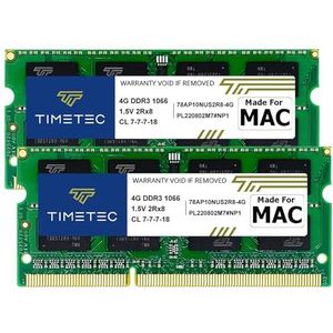 Timetec 8GB KIT (2x4GB) Compatibel voor Apple DDR3 1067MHz/1066MHz PC3-8500 CL7 voor Mac Book, Mac Book Pro, iMac, Mac Mini (eind 2008, begin/midden/eind 2009, midden 2010) MAC RAM-upgrade