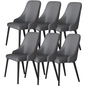 GEIRONV Kaptafel make-up stoel set van 6, lederen keuken slaapkamer kamer balkon bank stoel koolstofstalen poten keuken eetkamerstoelen Eetstoelen (Color : Orange+dark Grey, Size : 93 * 42 * 46cm)