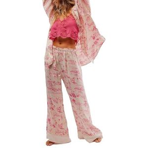 Dames Zomer Klassieke Knoopjes Lange Satijnen Zijden Pyjama Set(Pink,X-Large)