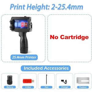Warmtepersmachine Handheld inkjetprinter 12,7/25,4 mm for QR-barcode batchdatumnummer vervaldatum coderingsmachine(No Cartridge-25.4mm)