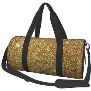 Gouden Glitter Sparkle Glittery Sparkly, grote capaciteit reizen plunjezak ronde handtas sport reistas draagtas fitness tas, zoals afgebeeld, Eén maat