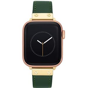Anne Klein Lederen modieuze band voor Apple Watch veilig, verstelbaar, vervangbaar Apple Watch-bandje, past op de meeste polsen, Groen/Goud, 42/44/45/Ultra(49mm), Modern
