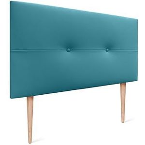 DHOME Aqualine Pro Hoofdbord van kunstleer of stof, gevoerd hoofdeinde, luxe bed (kunstleer, turquoise, 110 x 105 cm, bedden 80/90/105)