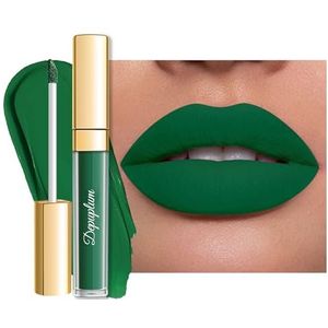 DE'MUMUM Lippenstift, mat, groen, voor dames, vloeibare lippenstift, vuilafstotend, duurzaam, cruelt