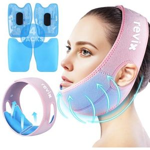 REVIX Koelkompres, koelpads, wijsheidstand, gel, gezicht, met 3D-naaikaak-ijszak voor gezicht, pijnverlichting voor TMJ, tandextractie en verwijderde tanden, roze