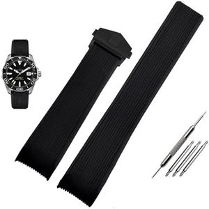 LUGEMA Rubberen Horlogeband Compatibel Met TAG WAY201A/WAY211A 300|500 Polsband 21mm 22mm Arc End Zwart Blauwe Horlogeband Met Vouwgesp (Color : Black black clasp, Size : 21mm)