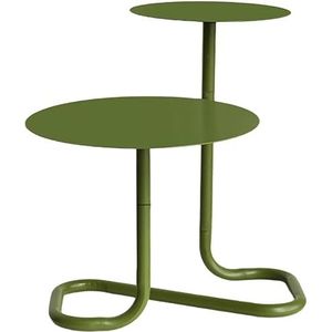 MAXCBD Creatief ontwerp kleine bijzettafel, smeedijzeren retro ronde bank salontafel,Dubbele lade salontafel