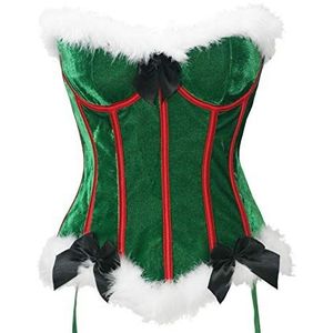 Bslingerie® Dames Sexy Kerst Rood Fluwelen Overbust Korset, Groen, S