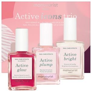 Manucurist - Active Icons Trio Kerstset - Nagellakken - Active Glow Blueberry, Shine, Plump - Nagelversterker - Verhelderende Behandeling