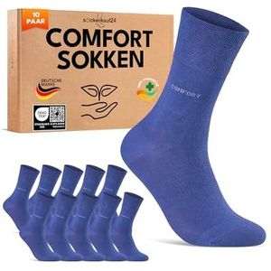 Comfort Diabetes Sokken heren zonder elastische band & zonder naad 10 Paar Sokken Diabetici met Comfortband Katoen 47-50 Blauw