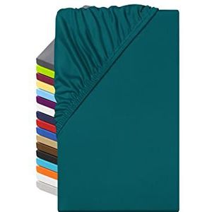 npluseins Microvezel hoeslaken - ademend en geschikt voor mensen met allergieën 1519.2192, ca. 90-100 x 200 cm, petrol