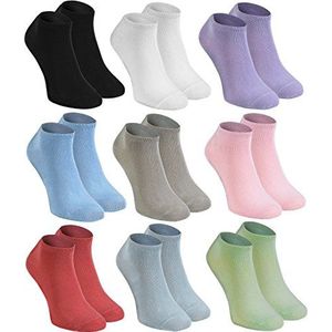 Rainbow Socks - Kleurrijke bamboe sneakersokken voor dames en heren, Witzwart violet roze blauw beige framboos, 39-41 EU