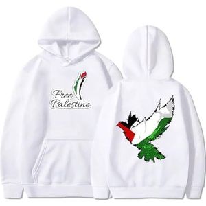 Blijf sterk Palestina, Peace Pigeon Pullover Hoodie, Support Palestine Sweatshirt met lange mouwen, Ik sta achter Palestina (Color : White, Size : S)