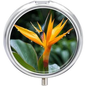 Heaven Bird Ronde pillendoos voor op reis, draagbaar, 23 vakken, medicijnen, metaal, tablethouder, vitaminehouder voor portemonnee, tas