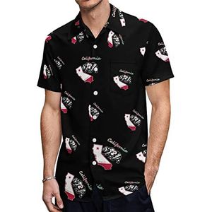 California Republic And Grizzly Hawaiiaanse shirts voor heren, korte mouwen, casual overhemd met knopen, vakantie, strandshirts, XS