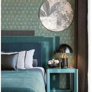 Kleverige achterkant Plastic Groen Goud Geometrie Keuken Wallpapers Slaapkamer Schil en Stok Waterdicht Kleverige Terug Plastic Roll Meubels Werkblad Vinyl Behang Art Deco Zelfklevend Behang 40x250 cm