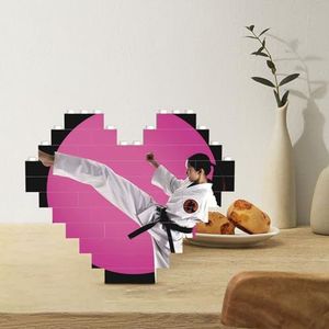 Bouwsteenpuzzel hartvormige bouwstenen Taekwondo ontwerp puzzels blokpuzzel voor volwassenen 3D micro bouwstenen voor huisdecoratie stenen set