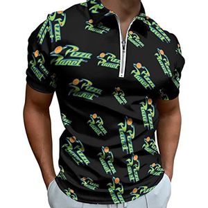 Pizza Planet Half Zip-up Polo Shirts Voor Mannen Slim Fit Korte Mouw T-shirt Sneldrogende Golf Tops Tees 2XS