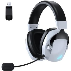 Booso Draadloze Gaming-Headset met Microfoon 2.4G Bluetooth-Hoofdtelefoon USB 3,5 mm Bedraad 3 voor Pc, voor Laptop, voor, voor, Wit