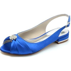 Hanfike Meisjes Womens Comfortabele Bruiloft Flats Slingback Peep Toe Formele Party Avond Schoenen JY279, koningsblauw, 40.5 EU