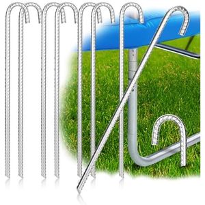 KESSER® 4 grondankers, grondankers, 9-delige set bevestiging voor trampoline, schommel, paviljoen, partytent, tuinhuis, tent, van 1 cm roestvrij staal, om in te schroeven, 4 riemen draaihulp