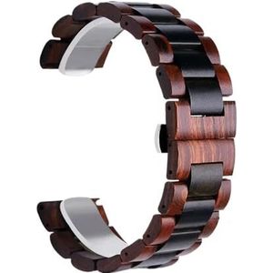 22 mm horlogeband roestvrij staal hout geschikt for Samsung Watch 3 41 mm 45 mm bands band geschikt for Huawei Watch 2 polsbandje snelsluiting (Color : Red-black, Size : 22mm)