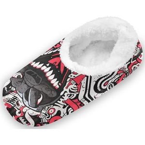 KAAVIYO Doodle Art King Snake Outdoor Slippers Katoen Huisschoenen Gesloten Rug Winter Antislip Fuzzy Voeten Slippers voor Indoor Jongens Vrouwen, Patroon, XX-Large