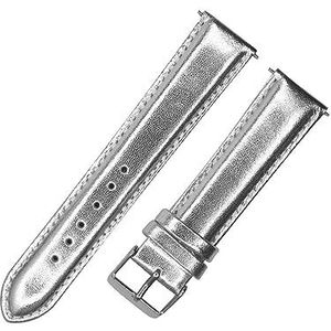 LQXHZ 12mm 14mm 16mm 18mm 20mm 22mm 24mm 26mm 28mm 30mm Horlogeband Lederen Horlogebandje Goud Mode Zilveren Horloge(Color:Silver,Size:18mm)