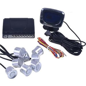 Sensoren Parkeersensor 1Set Parkeersensorenset Voor Auto's Display 4 Sensoren Voor Alle Auto's Achteruitrijhulp Achteruitrijradarmonitor Pdc Parkeersensor(8 silver)