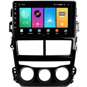 Dubbele DIN Android 14 autoradio voor Toyota Yaris Vios 2017-2020 9 Duim QLED Touch screen-met Draadloze Carplay Android Auto GPS navigatie 4G WiFi Stuurwielbediening achteruitrijcamera(A,P2 WIFI 4-Co