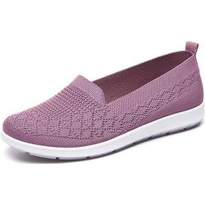 Vrije Tijd Wandelschoenen Gebreide Hardloopschoenen Van Mesh for Dames Zomer Ademende Sneakers Klassieke Instapsneakers Lichtgewicht Joggingschoenen for Buitenshuis (Color : Purple, Size : 39 EU)