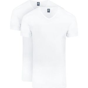 Suitable Vibambo T-shirts V-hals wit 2-pack - maat S - heren - kleding - modern fit - 3120 V-Bamb Vibambo, wit, S