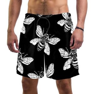 Heren Board Shorts, Art Classic Bee Sneldrogende Badmode Strand Vakantie Party Bermuda Zwemmen Grote Broek, Art Classic Bee, S