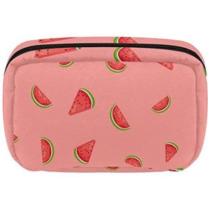Reis Gepersonaliseerde Make-up Tas Cosmetische Tas Toiletry Bag voor Vrouwen en Meisjes Watermeloenroze Fruit Patroon, Meerkleurig, 17.5x7x10.5cm/6.9x4.1x2.8in