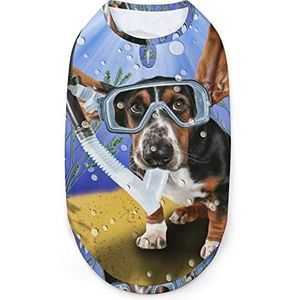 Basset Hound met lange vliegende oren huisdieren shirt vest schattige hond tank top zacht mouwloos T-shirt voor puppy kat katten L