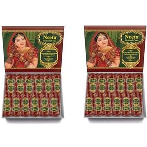 Neeta Mehendi Henna-kegel voor tijdelijke tatoeages en lichaamskunst, 24 stuks, 2 dozen, alle natuurlijke kruideningrediënten en chemische kleurstof, geen PPD, geen bijwerkingen van pure henna (2
