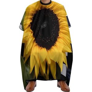 Kapperscape zonnebloem zwart wit buffalo plaid tondeuse geschikt haar salon cape verstelbare kapmantel voor kapperscape voor haarsnit huishouden volwassenen 140 x 168 cm