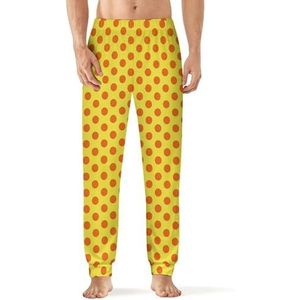 Oranje Stip op Gele Mannen Slaap Pyjama Lounge Broek Rechte Fit Slaap Bodems Zachte Lange Pj Broek Nachtkleding