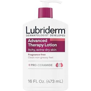Lubriderm Advanced Therapy Geurvrije Hydraterende Hand & Body Lotion + Pro-Ceramide, Intense Hydratatie voor Jeukende, Extra Droge & Gevoelige Huid, Niet-Vettig, Hypoallergeen, 16 fl. oz
